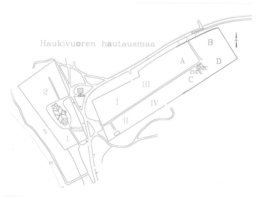 Haukivuoren hautausmaan karttakuva.