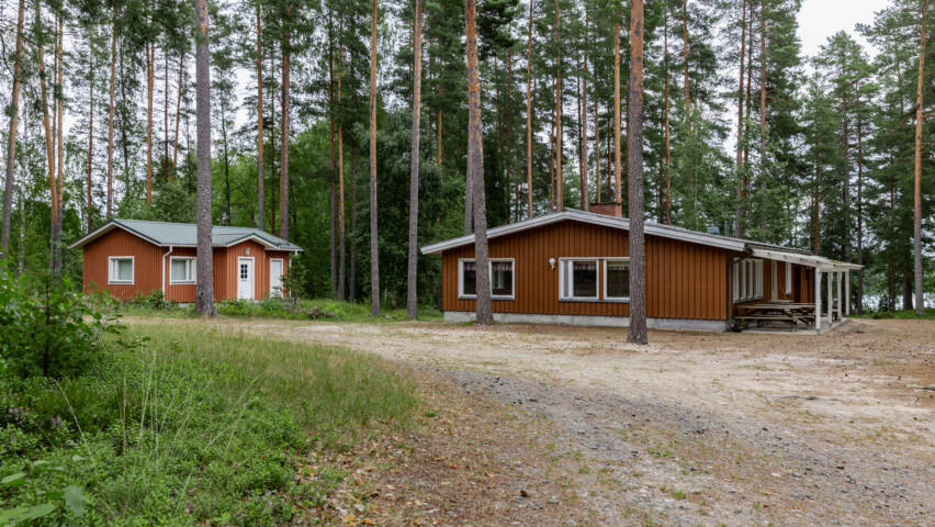 Lusikkaniemen kesäkoti ulkoa kuvattuna kesällä.