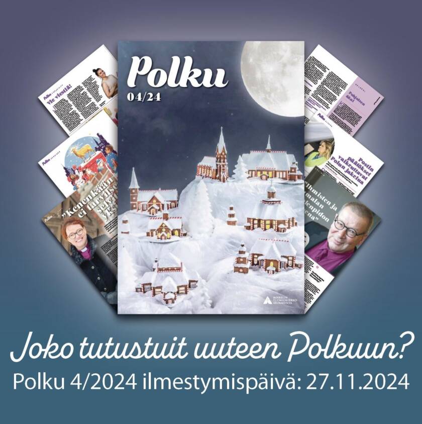 Polku-lehden mainoskuva, jossa lehden kansi.